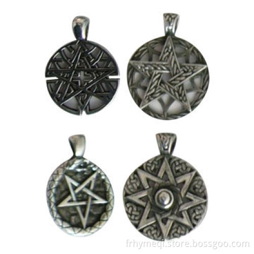 Pentagram Alloy Metal Pendants with Epoxy, OEM Orders Welcomed